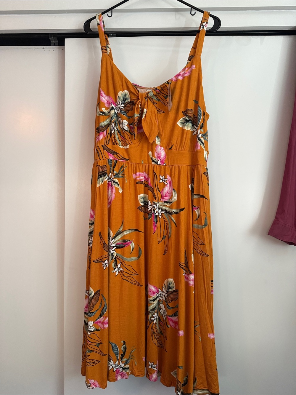torrid Mustard Floral Midi Dress with Spaghetti Straps